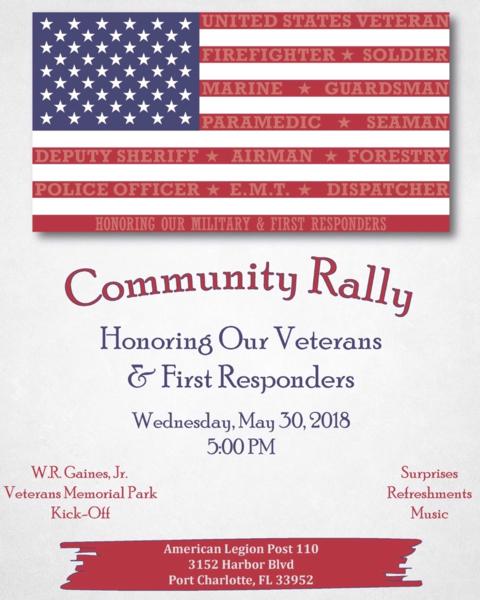 Community Rally on Wed May 30, 2018 at American Legion Post 110